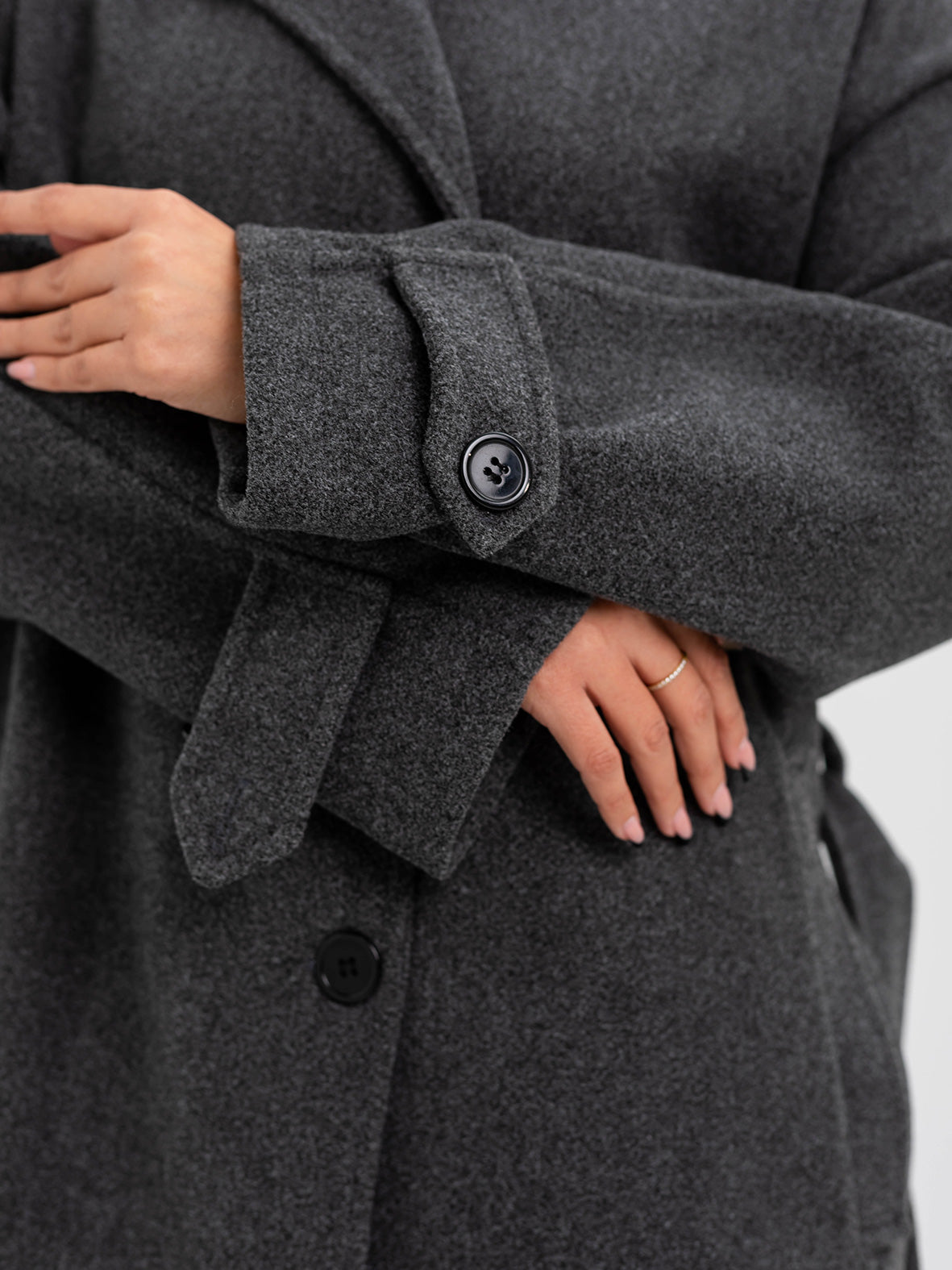 Belted cozy coat-dark gray