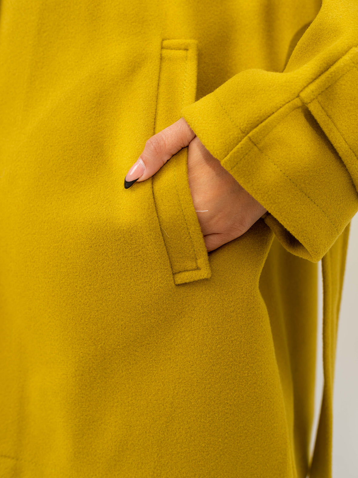 Belted cozy coat-mustard