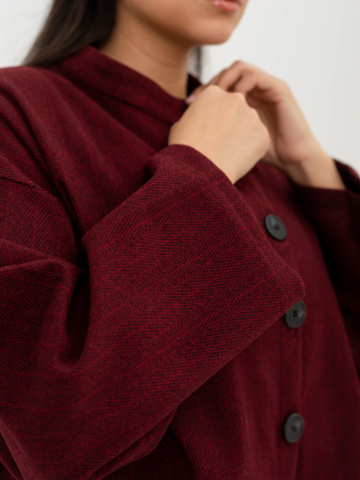 Asymmetric relaxed jacket- burgandy