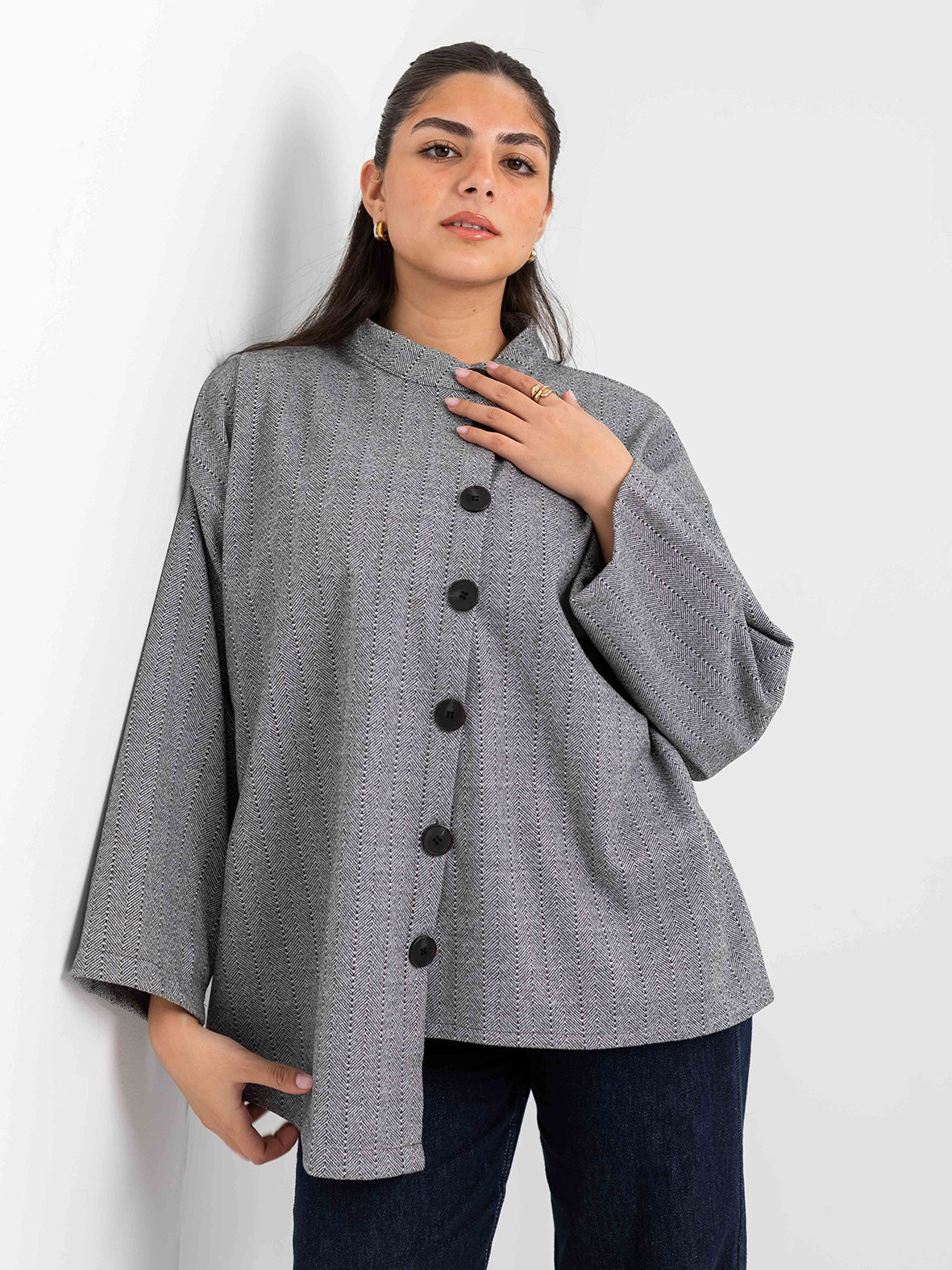 Asymmetric relaxed jacket- gray