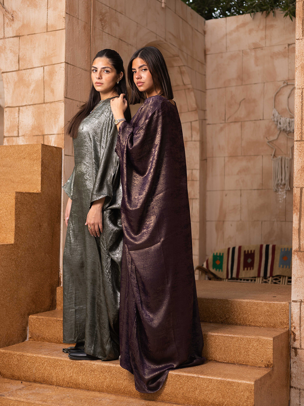 Olive metallic abaya