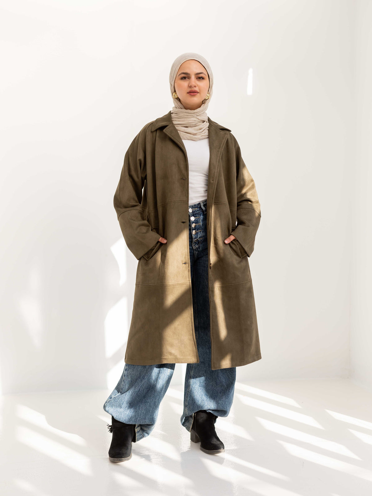 Olive vintage suede coat