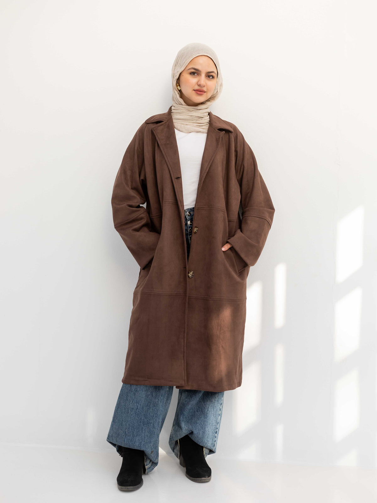 Brown vintage suede coat