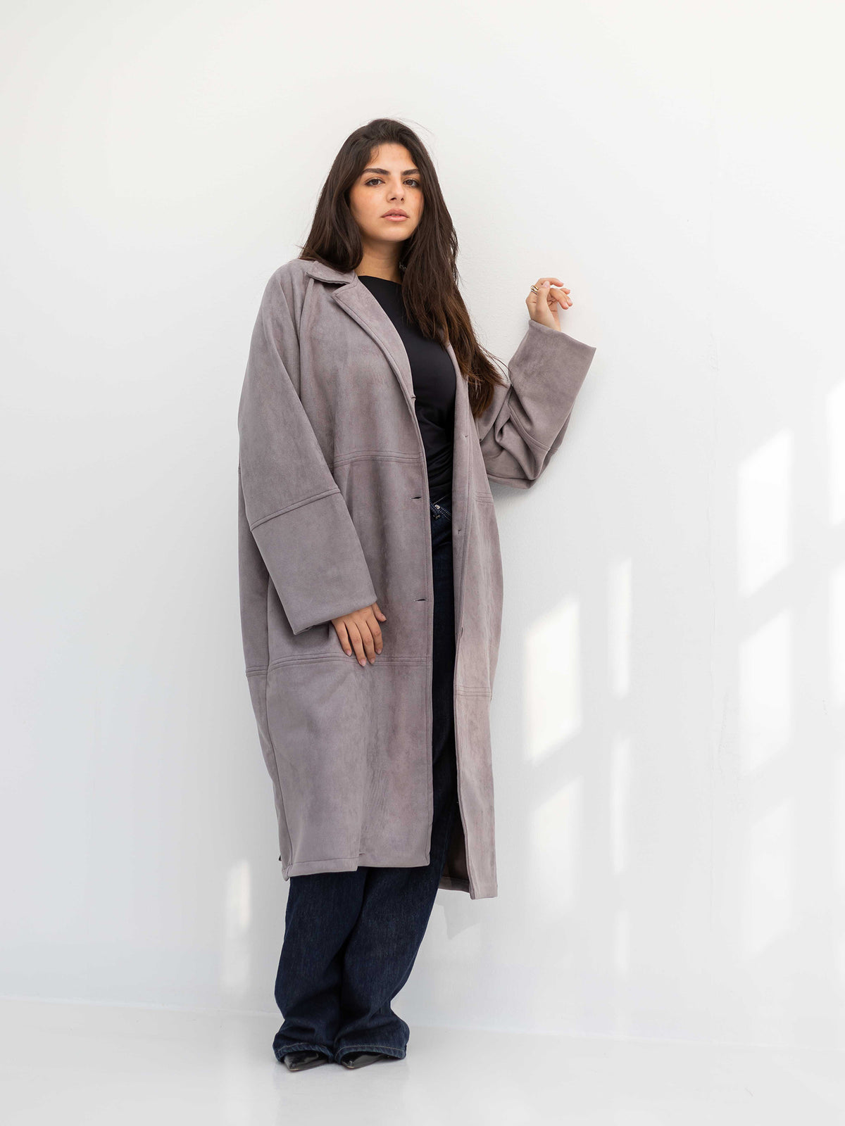 Gray vintage suede coat