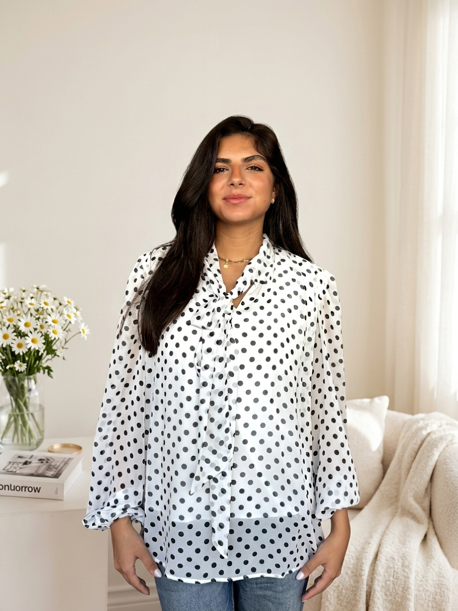 The Dot Tie Chiffon Blouse