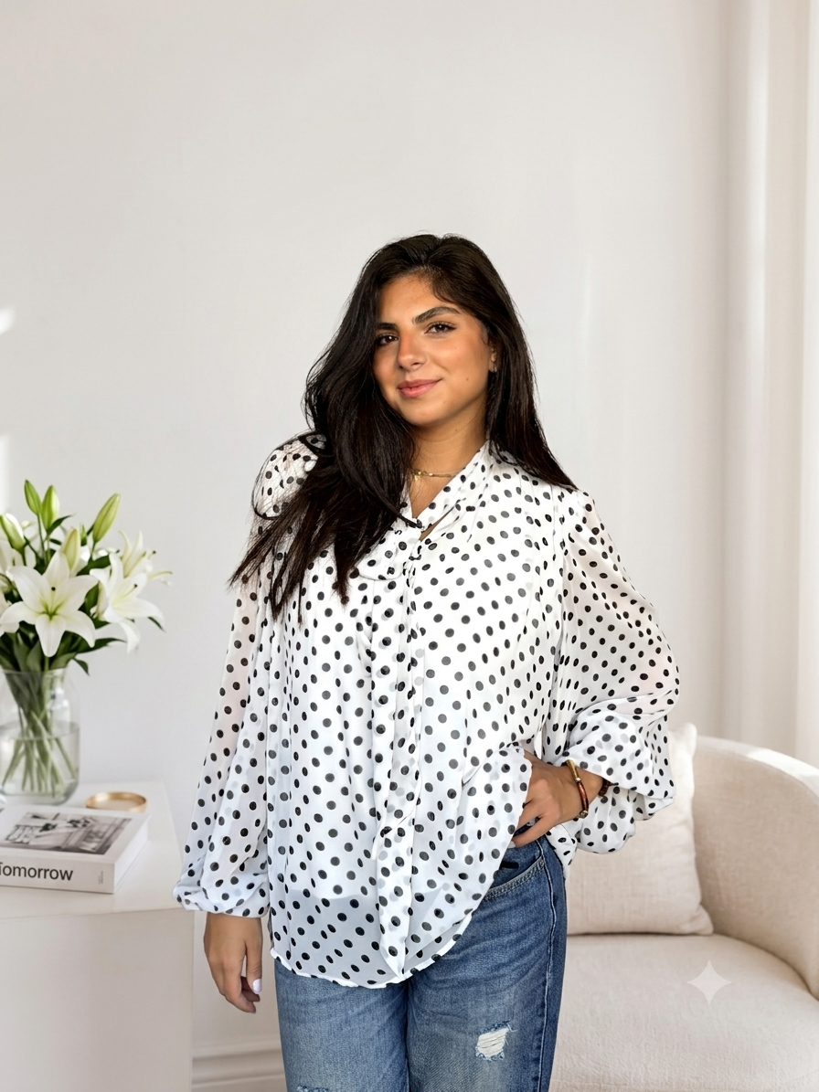 The Dot Tie Chiffon Blouse