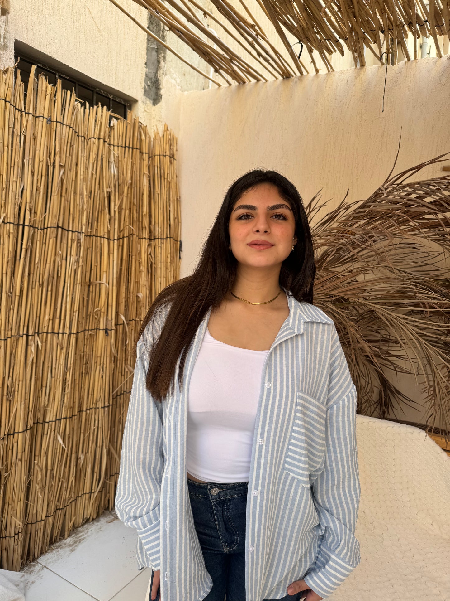 Strip baby blue shirt