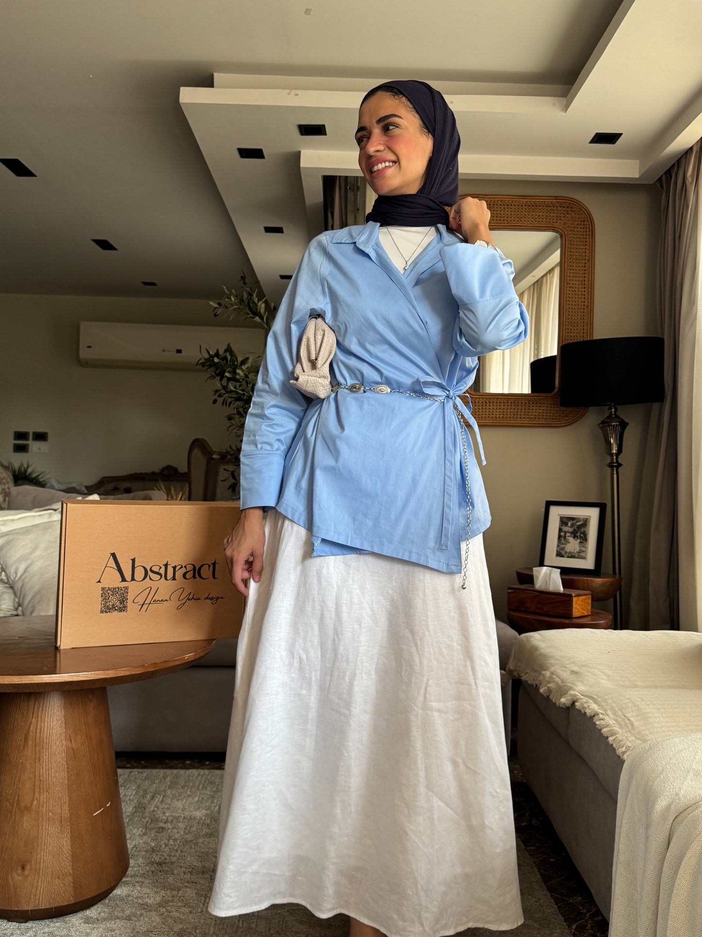 Poplin blue wrape shirt