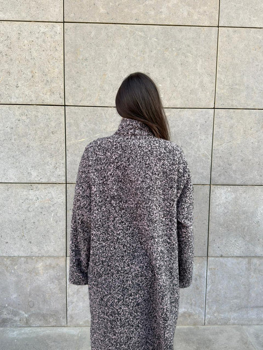 Cozy teddy coat mixed color black and pink