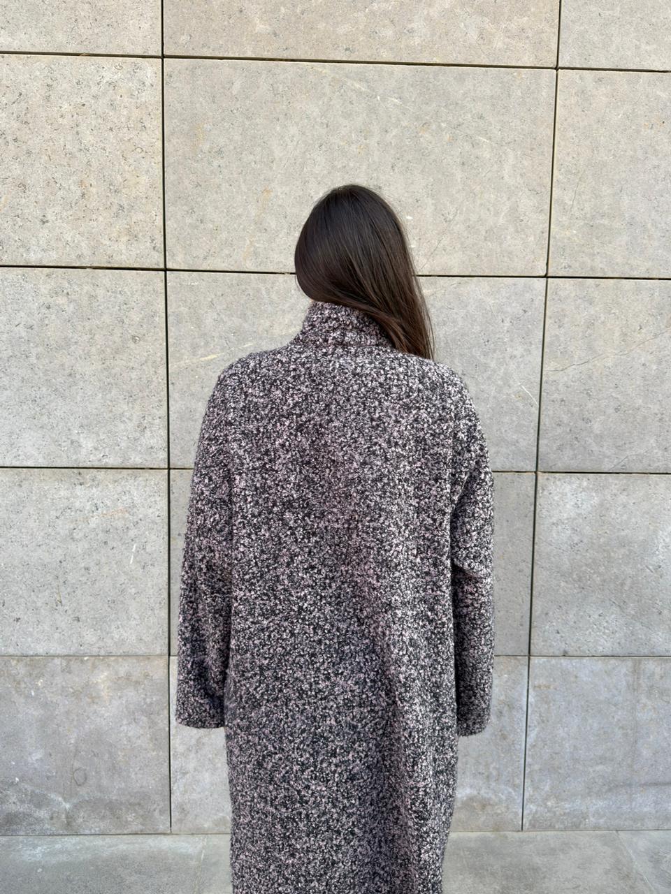 Cozy teddy coat mixed color black and pink