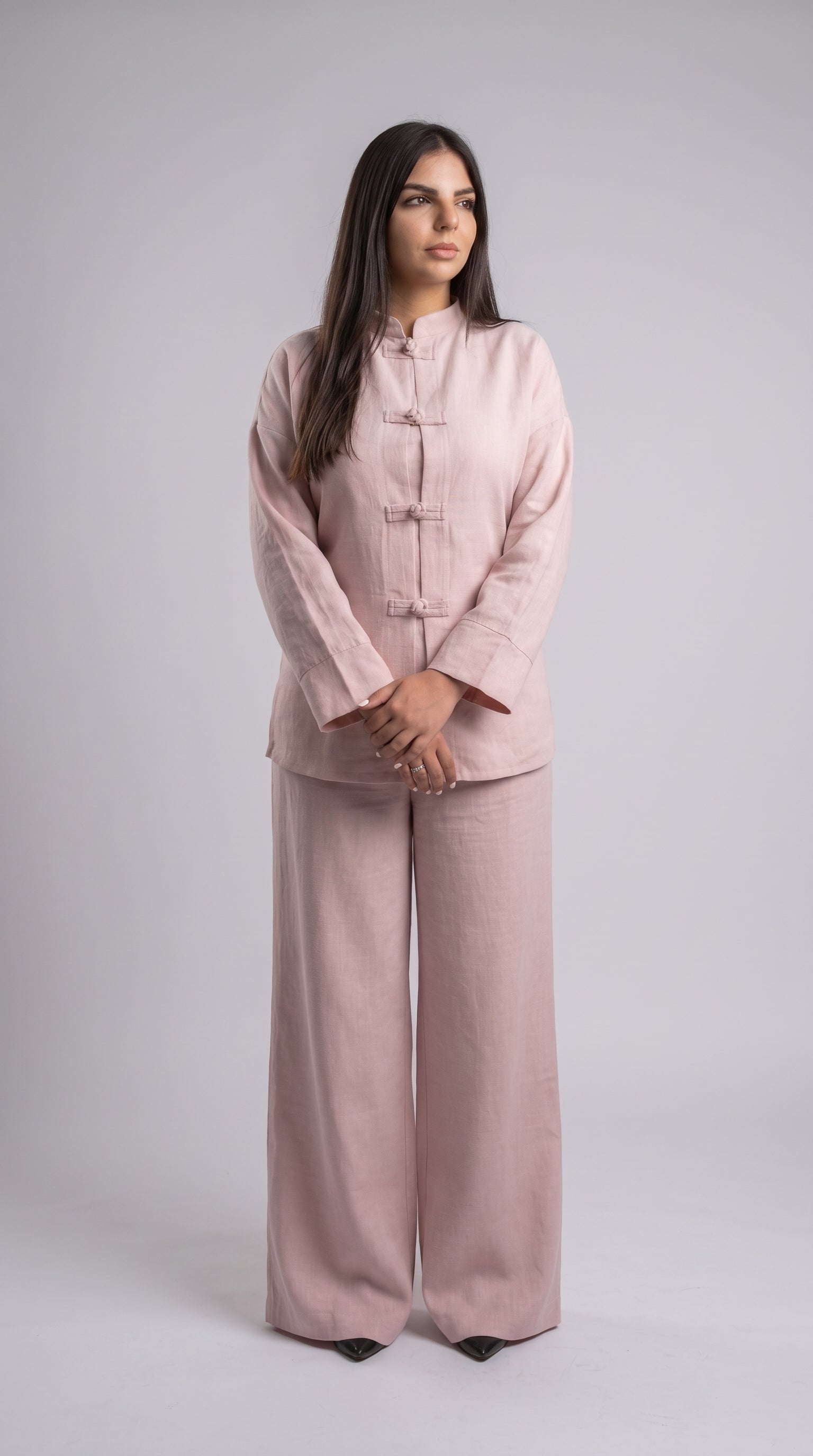 The Zen linen set in pink