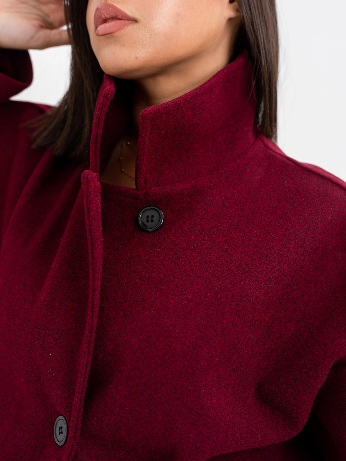 Belted cozy coat-burgandy
