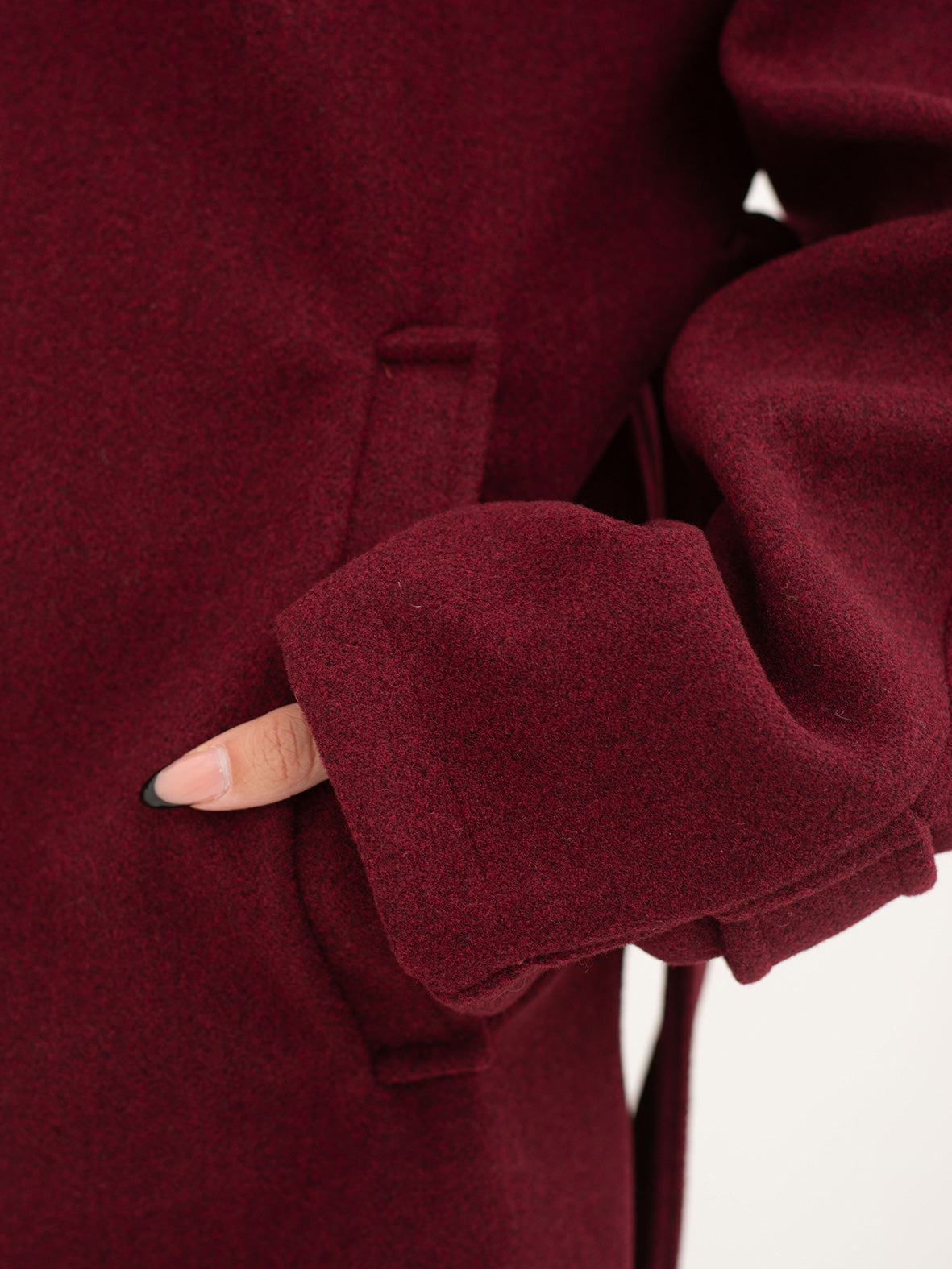 Belted cozy coat-burgandy