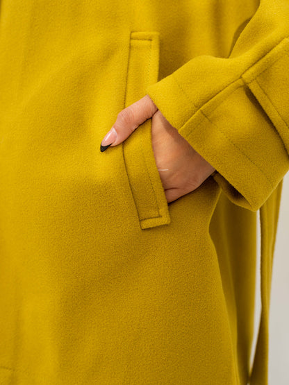 Belted cozy coat-mustard