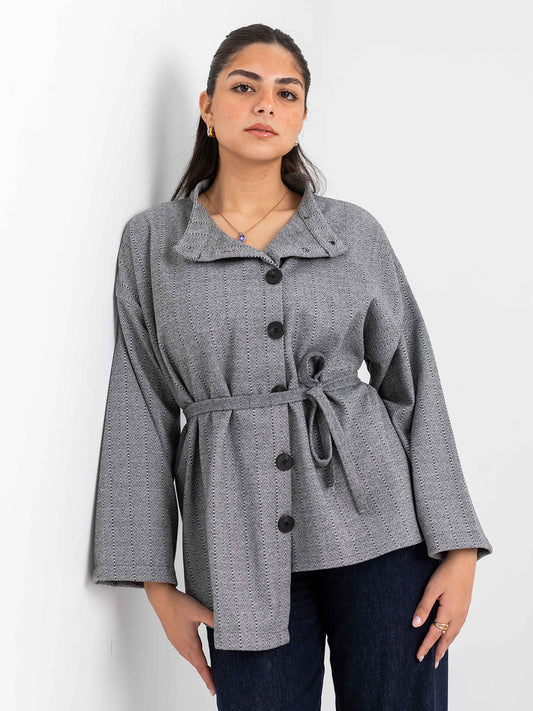Asymmetric relaxed jacket- gray