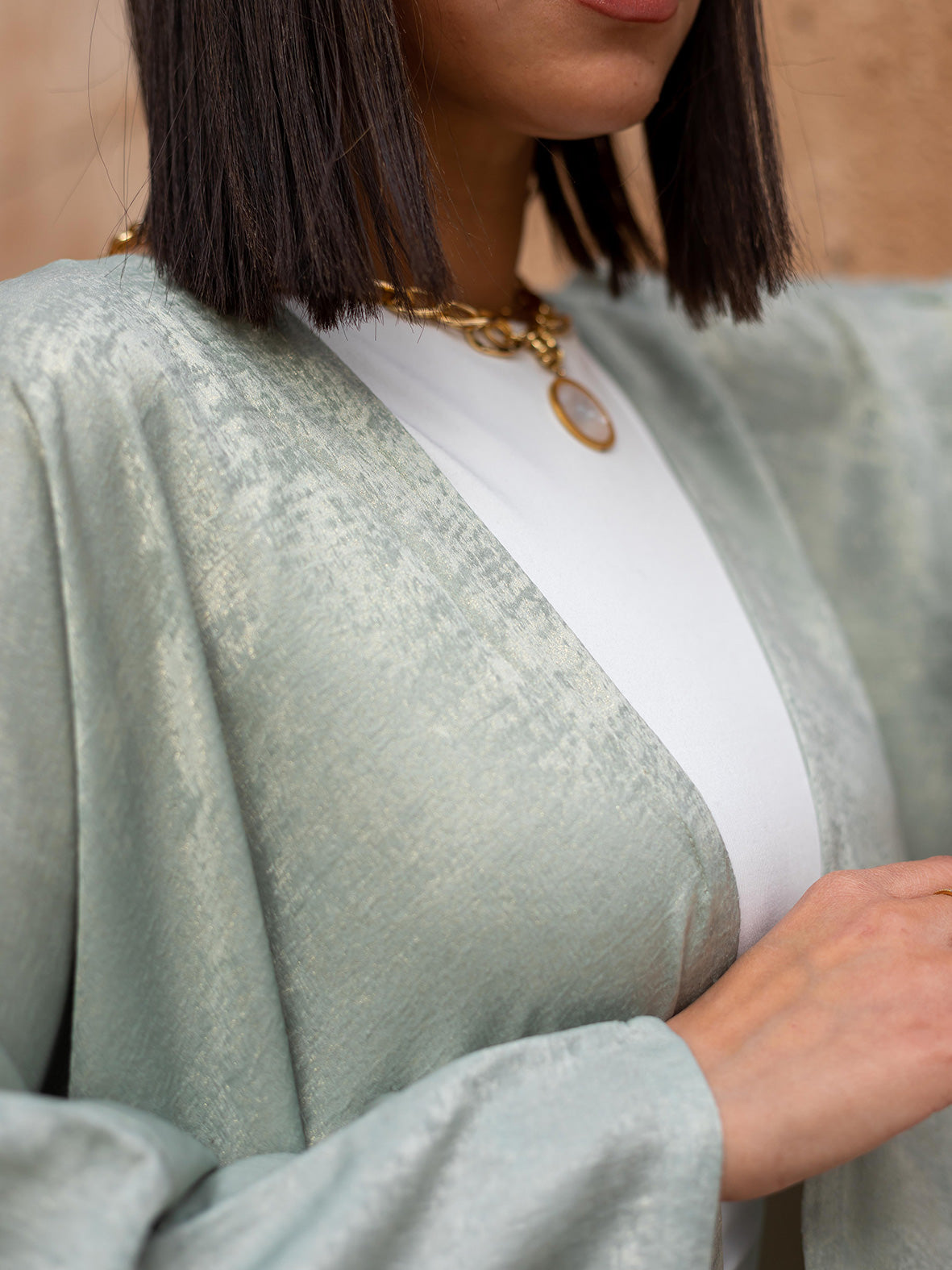 Ment metallic open abaya