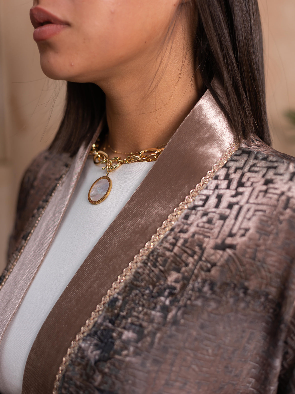 Velvet kaftan in brown