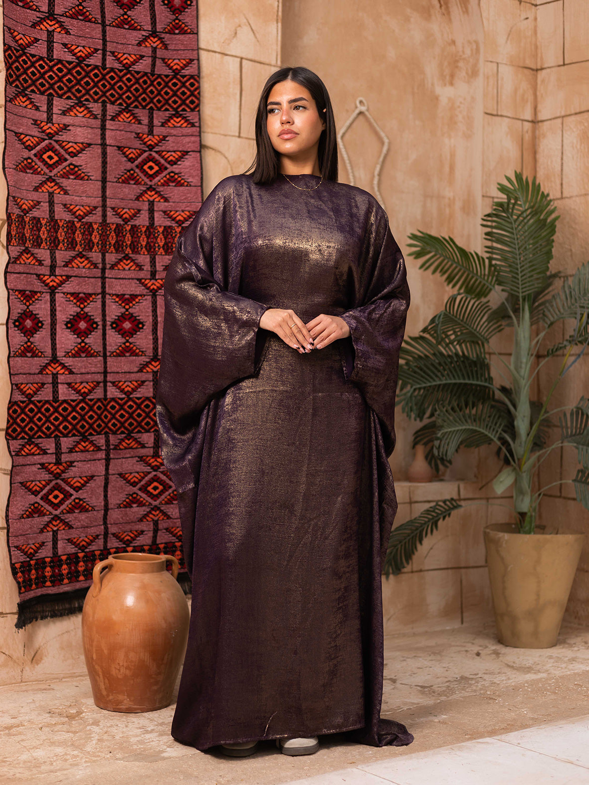 Purple metallic abaya