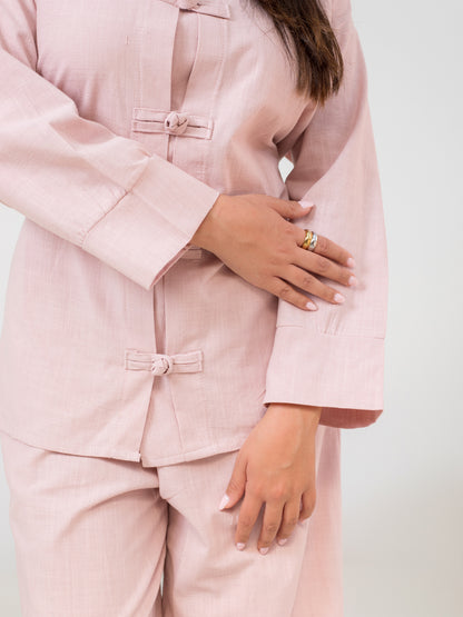 The Zen linen set in pink