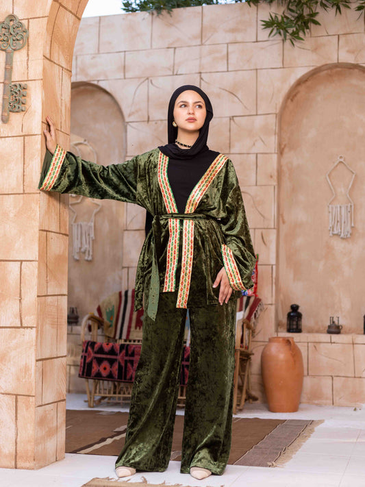 Olive velvet Ramadan set
