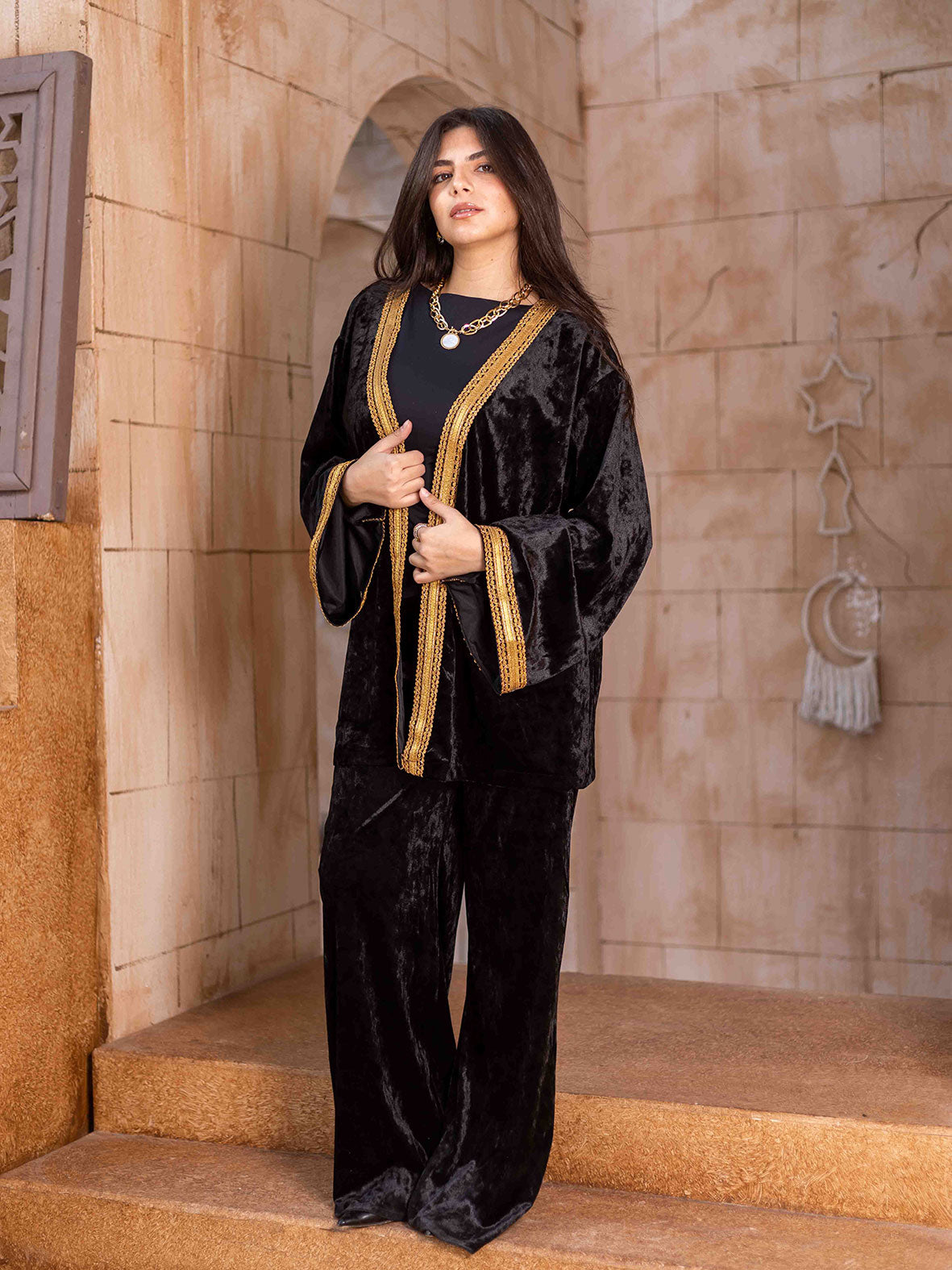 Black golden velvet Ramadan set
