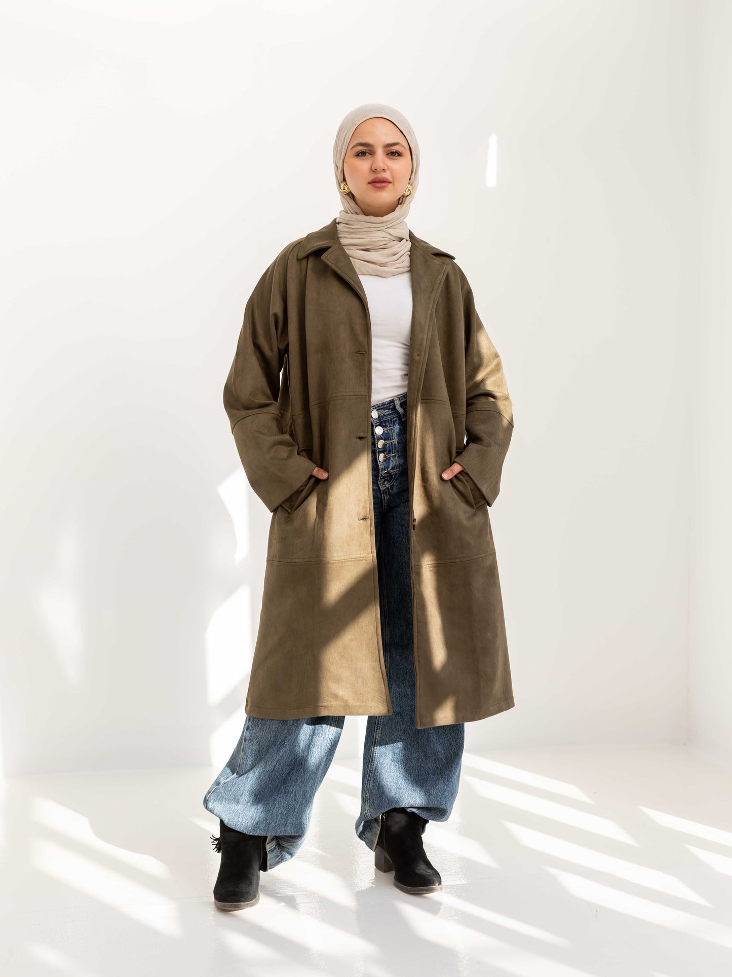 Olive vintage suede coat