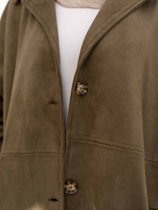 Olive vintage suede coat