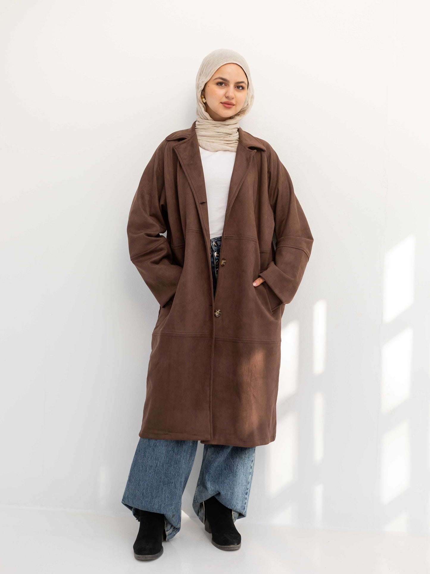 Brown vintage suede coat