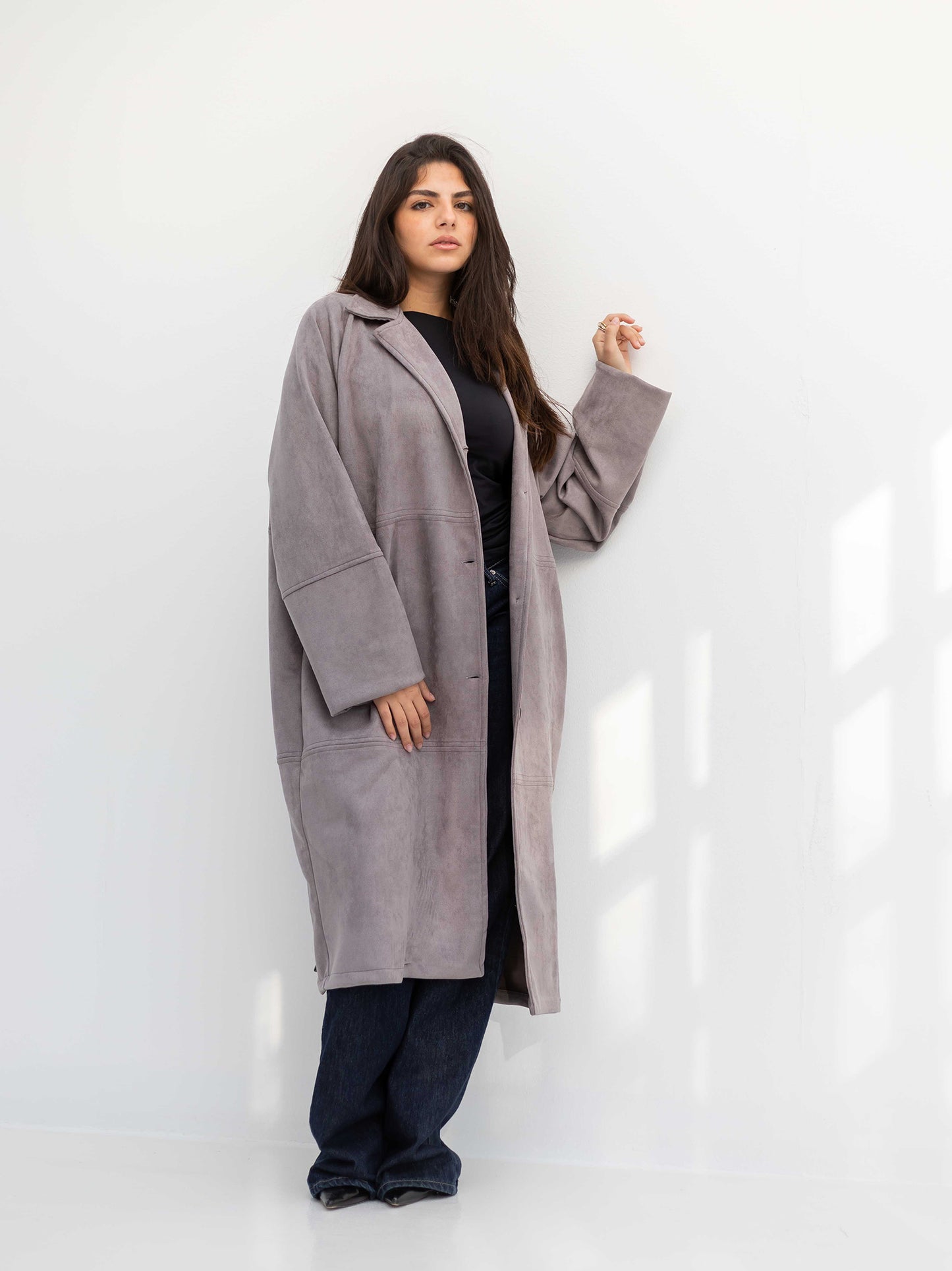 Gray vintage suede coat