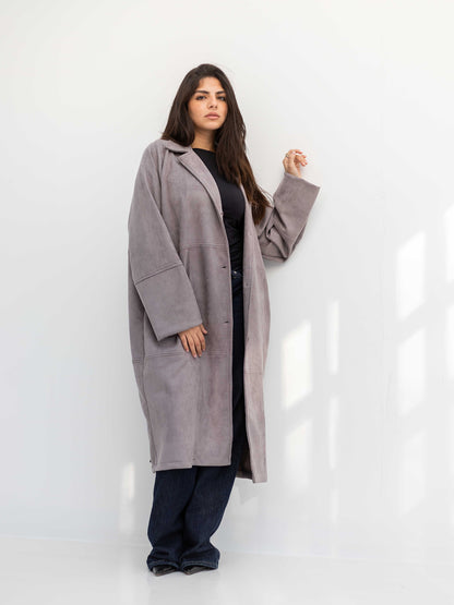 Gray vintage suede coat
