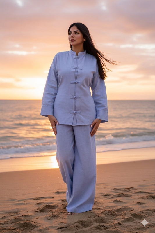 The Zen Linen Set in blue