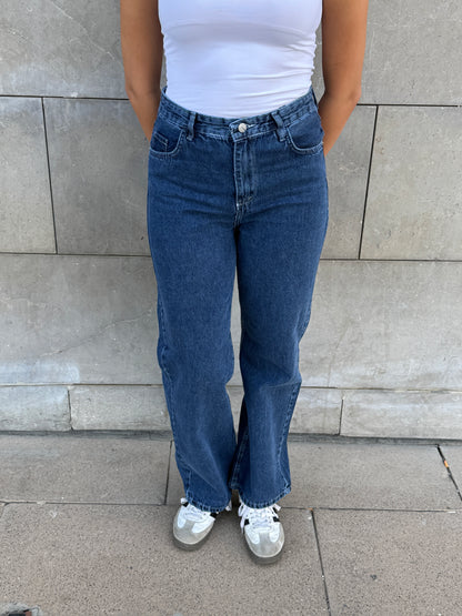 Straight denim blue jeans