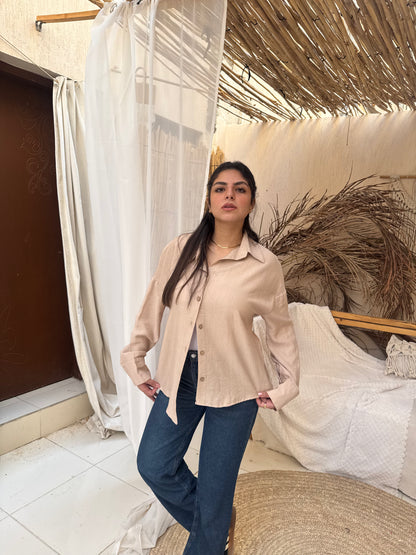 Beige long sleeves Chemise