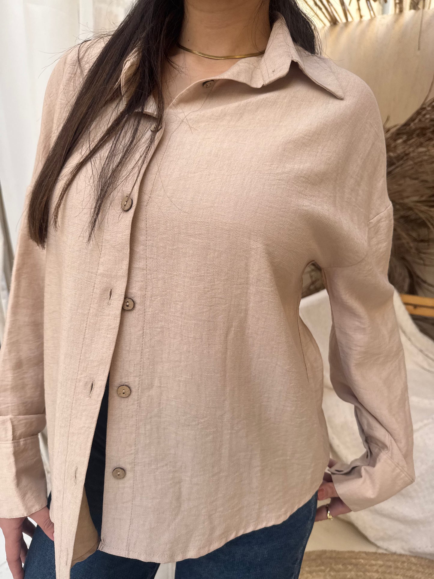 Beige long sleeves Chemise