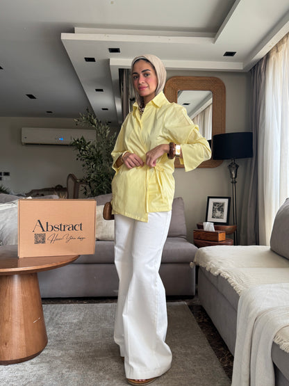 Poplin yellow wrape shirt