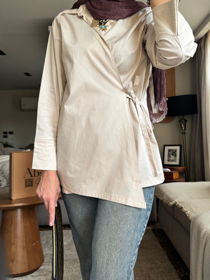 Poplin beige wrape shirt