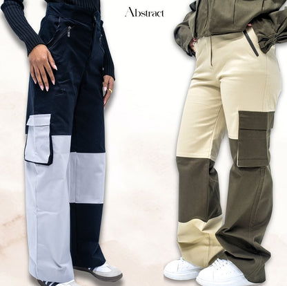 2 color cargo pants beige and army green