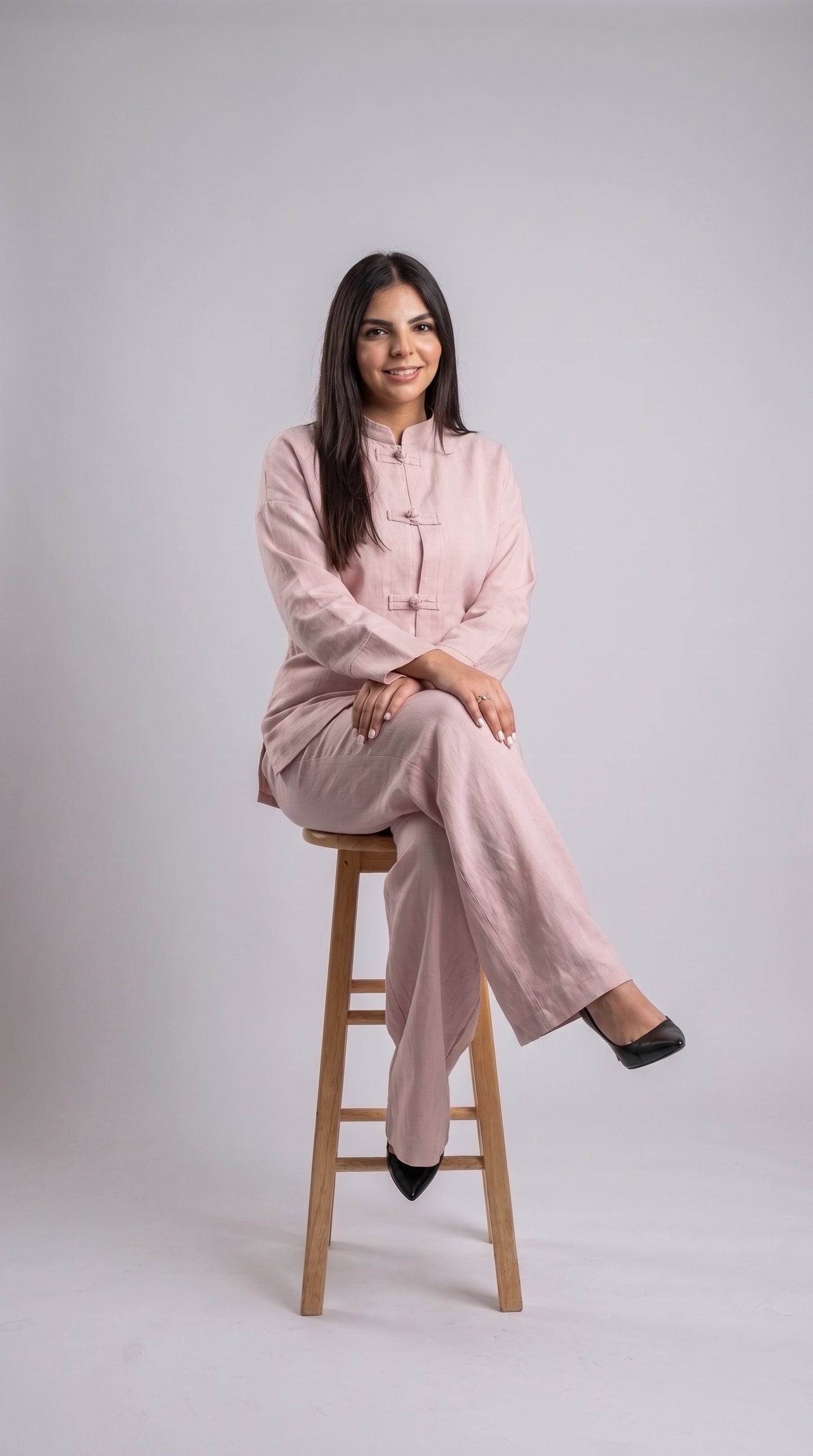 The Zen linen set in pink