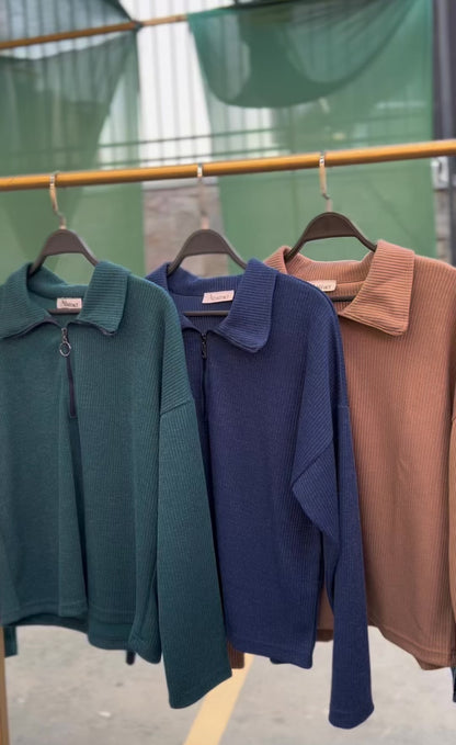 Oversize zipper sweet shirt