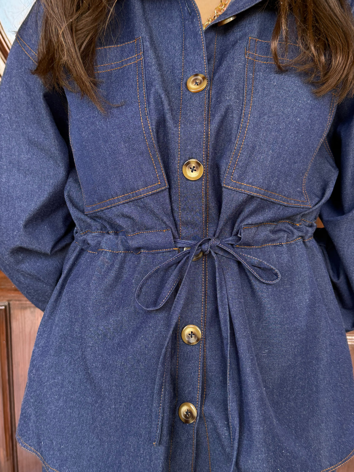 The Indigo Drawstring Denim Set