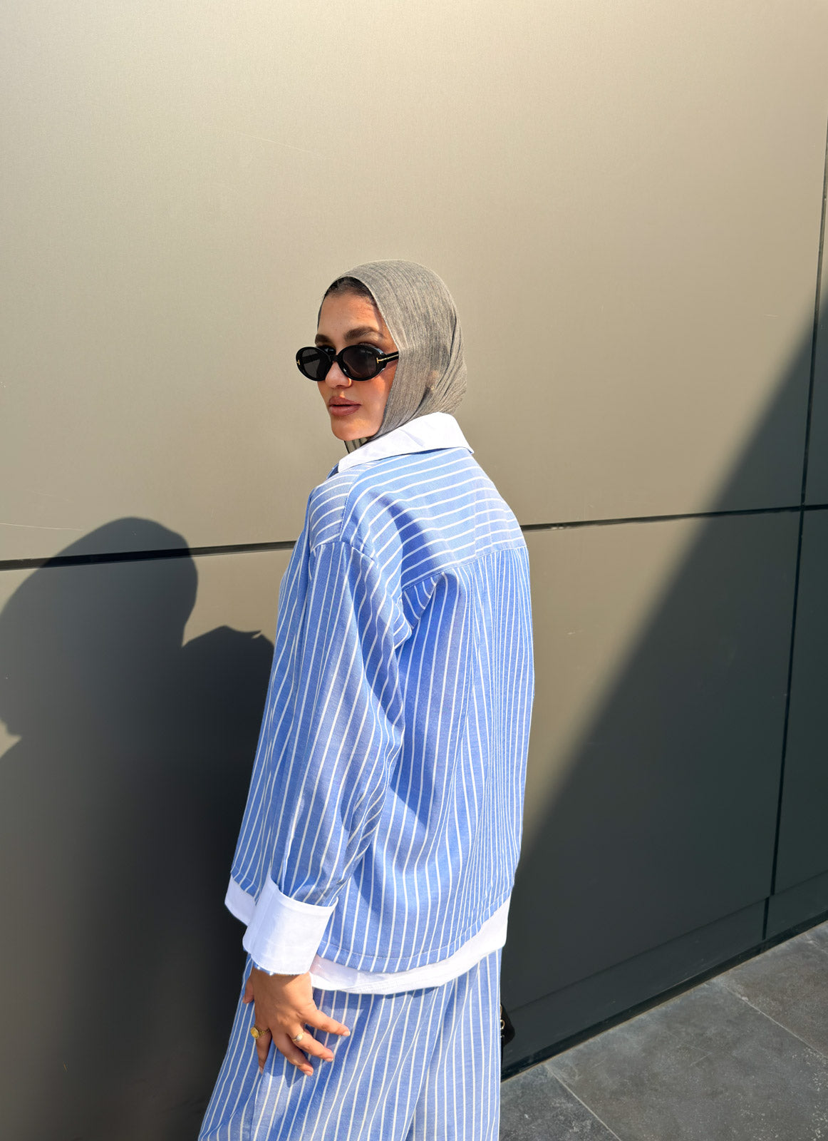 The riviera blue poplin set